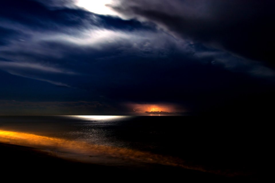 body of water at nighttime