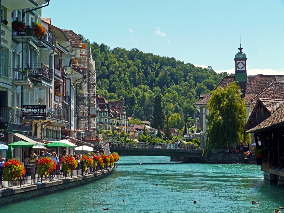 Aare promenade alps river