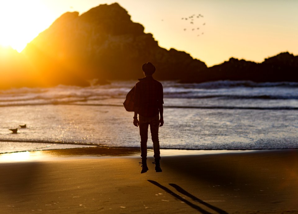 silhouette of man floating in air photo