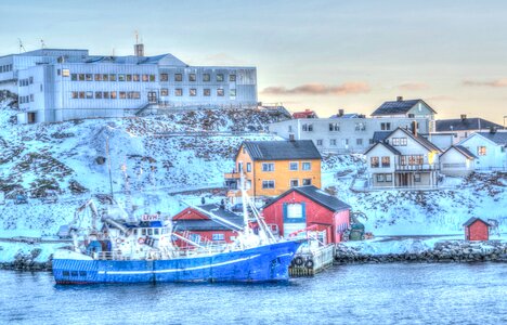 Boat honningsvag coast photo