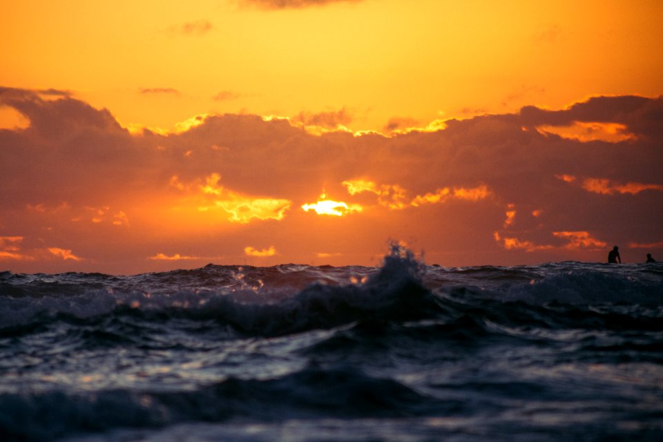 Ocean, Sunset, Surfer