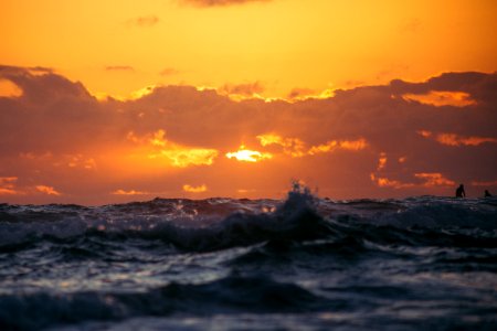 Ocean, Sunset, Surfer