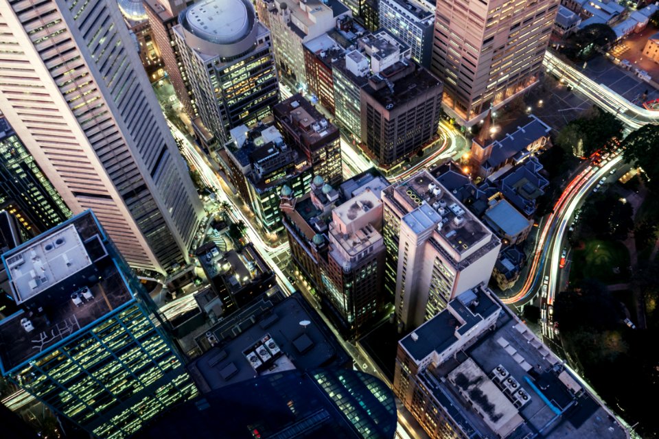 top view of skycrapers
