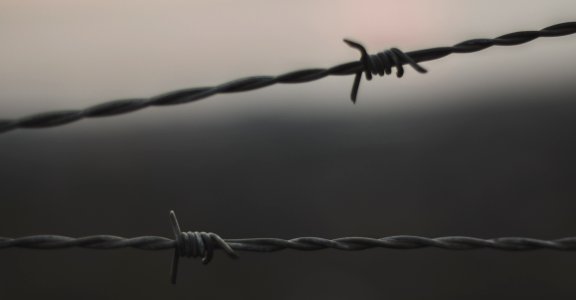 focus photo of gray barb wire photo