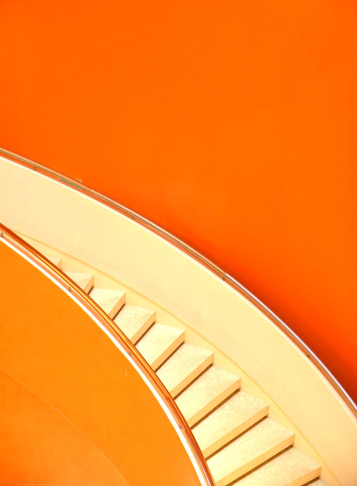 stair inside red wall