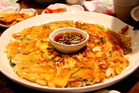 Kimchi pancake dinner photo