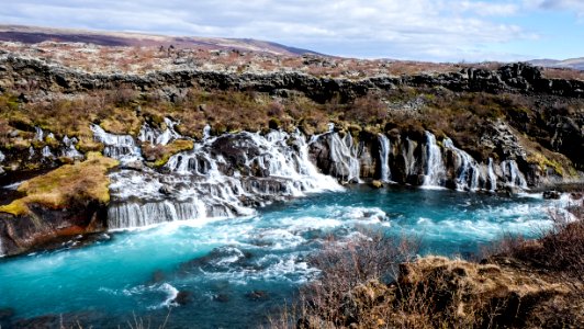 aerial photography of water falls at daytime photo