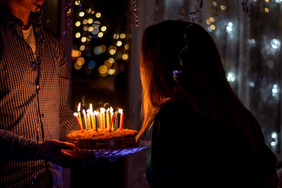 photo of birthday birth about to blow birthday candles