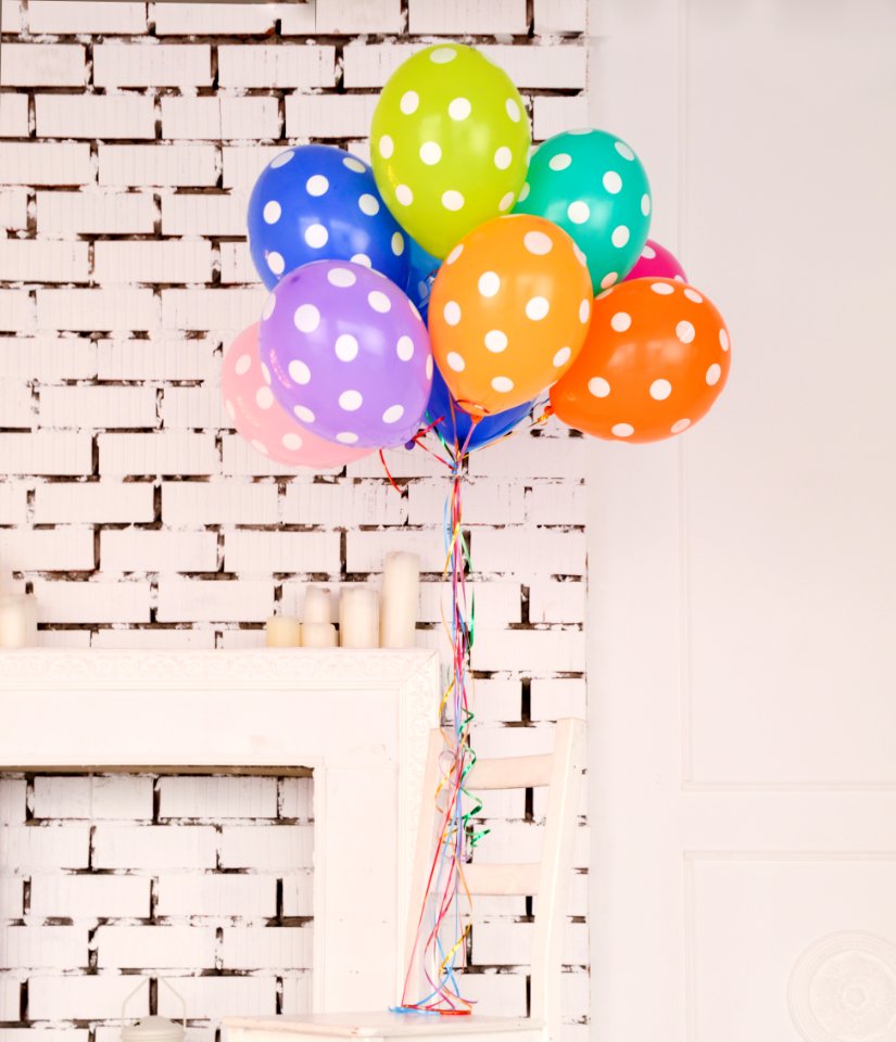 assorted-color polka dot balloons