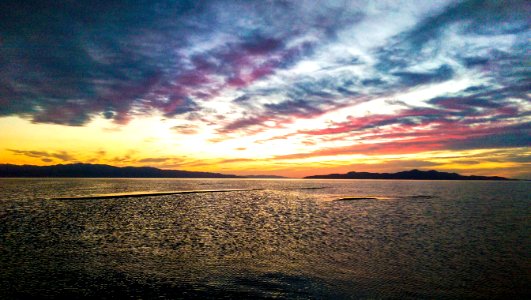 panoramic photography of body of water under golden hour