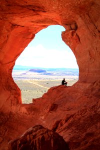 Looking glass, Sitting, Man photo