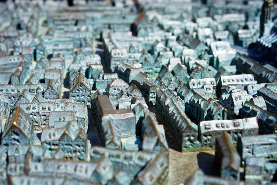 Metal model city relief