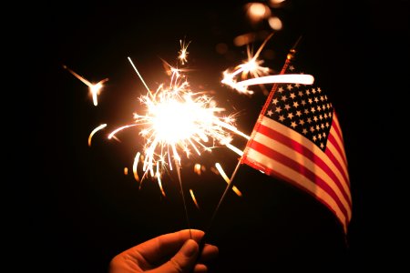 time lapse photography of sparkler and U.S.A flag let photo