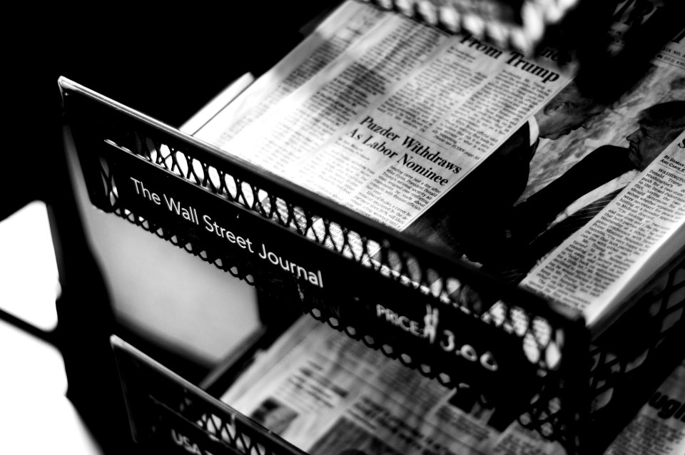 newspapers on The Wall Street Journal rack