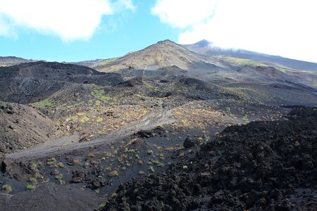 Crater vegetation volcanic black sand
