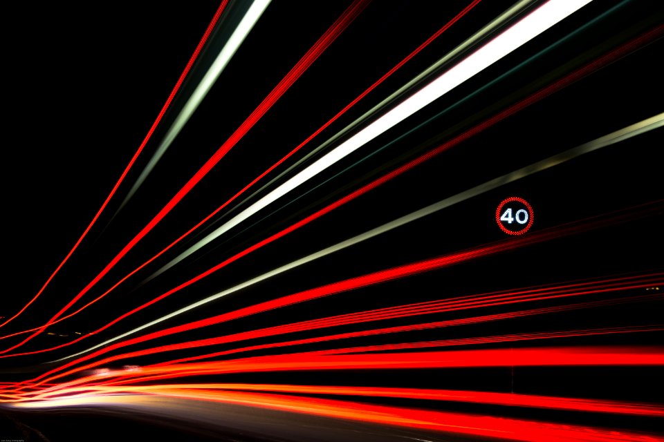 long exposure photography of red and white lights
