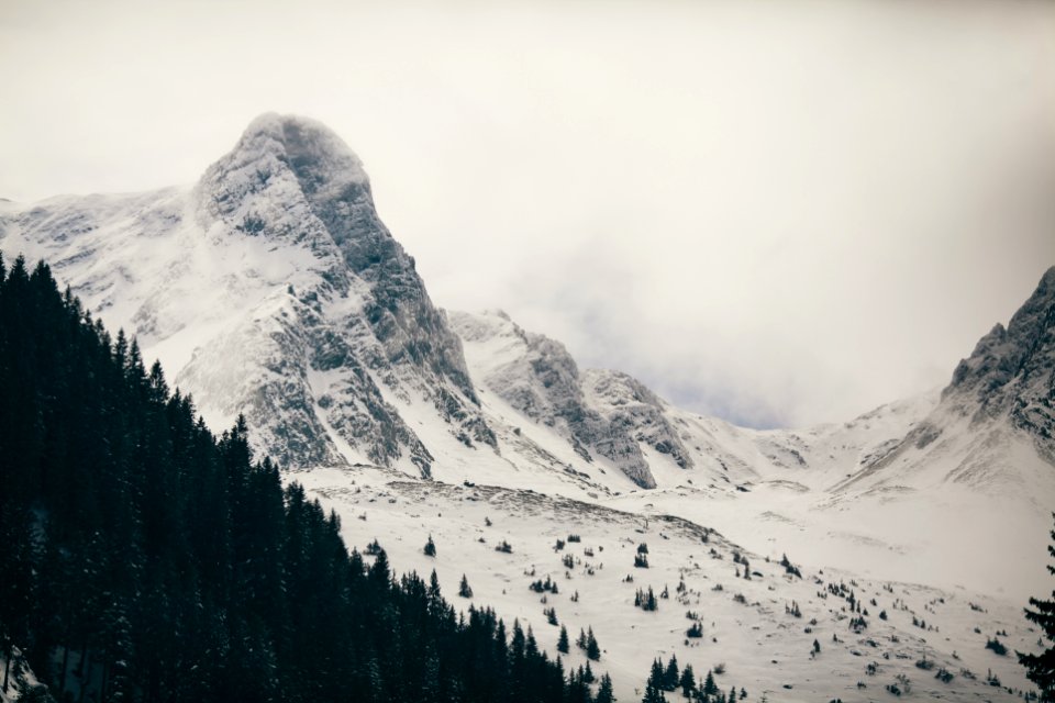 white snow on mountains