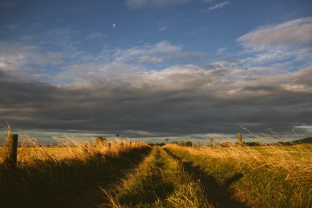 brown farm field with cloudy sky