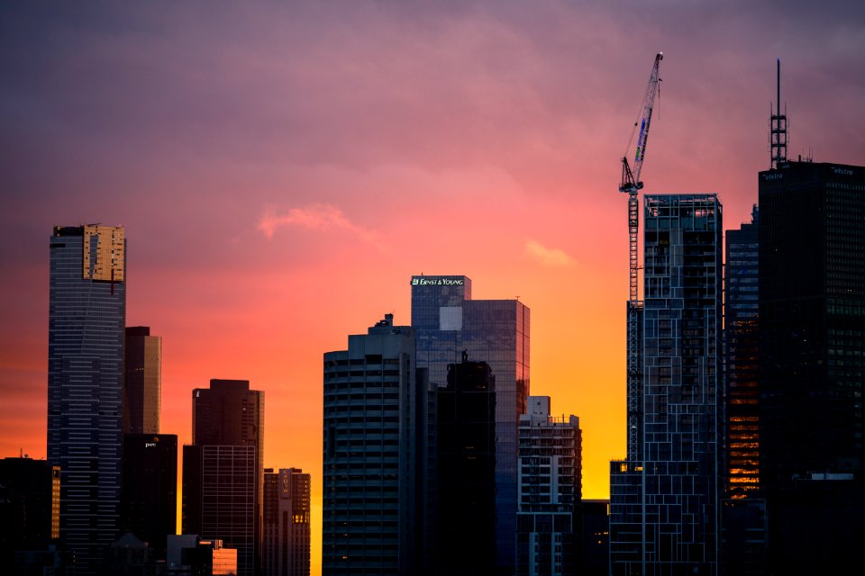 photo of a high rise building on sunset