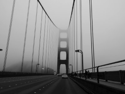 cars on bridge grayscale photo photo