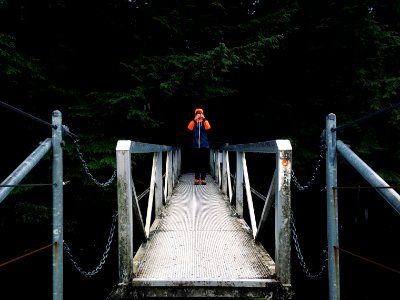 person standing on a bridge during day time photo