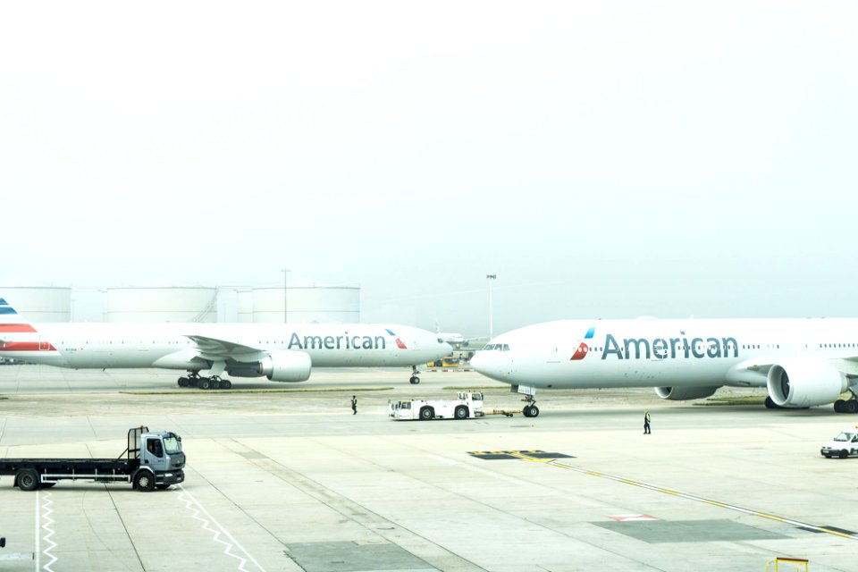 two American Airlines planes on airport