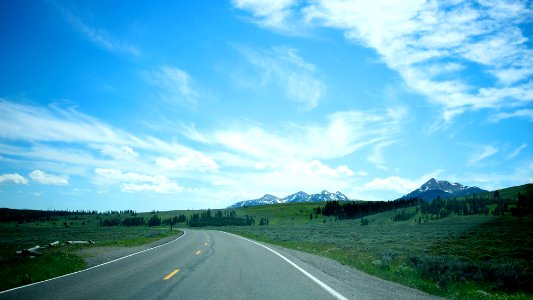 Road, Yellowstone national park, Mountain range photo