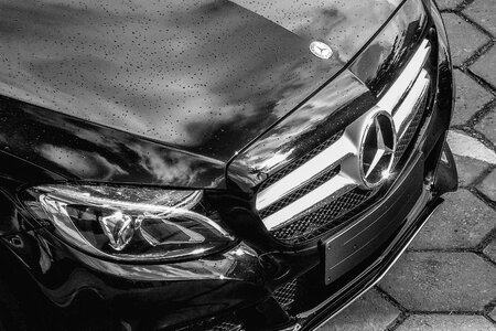 Black mercedes gray car photo
