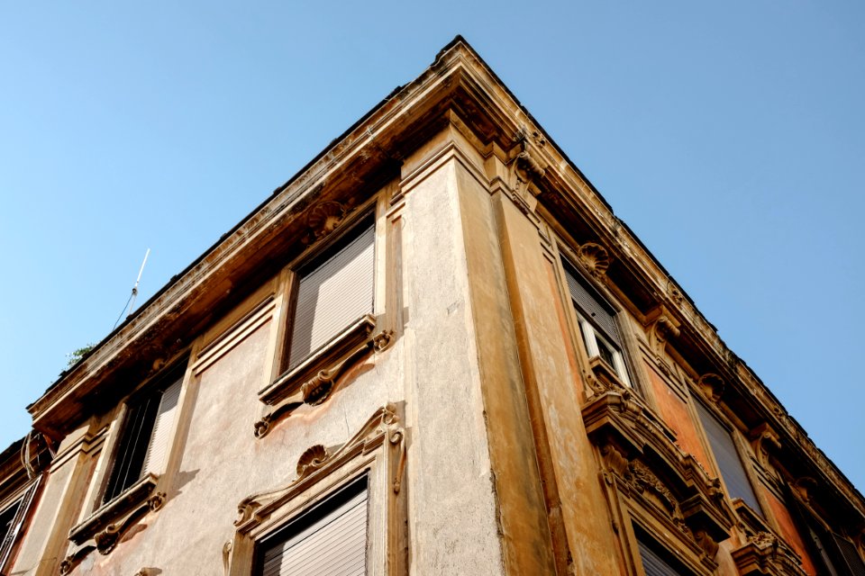 low angle view of brown building