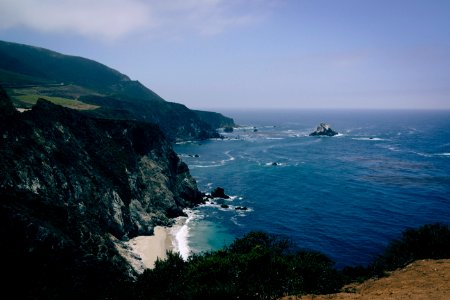 aerial view of cliffs and ocean photo