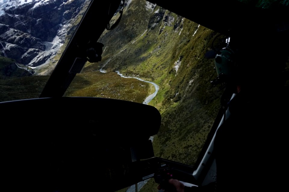 photo of black helicopter interior