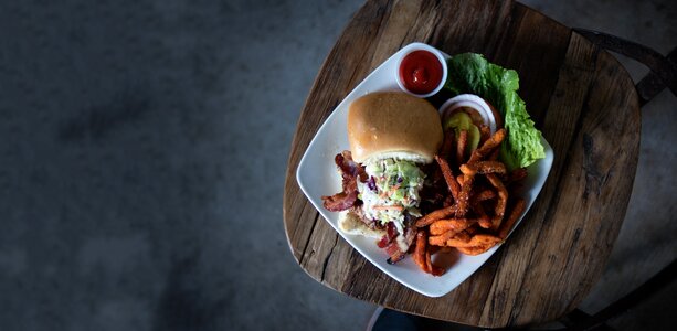 Hamburger plate vegetables photo