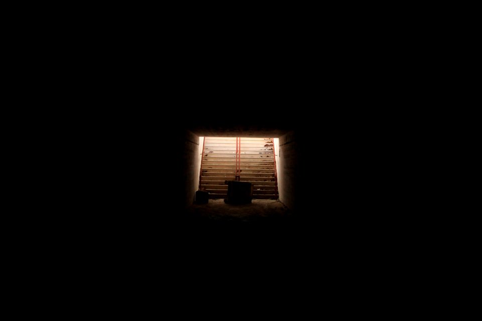 low-light photo of stairs