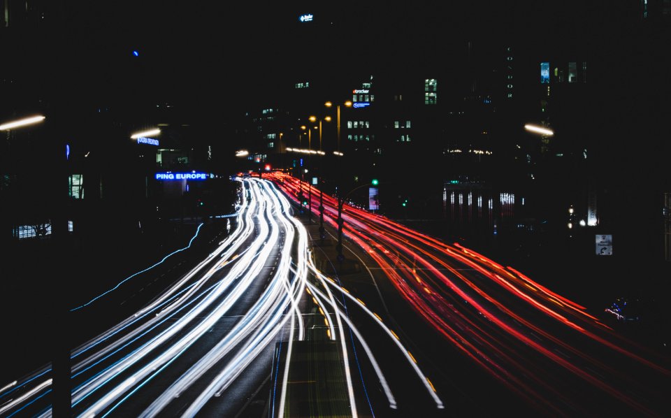 timelapse photography of road