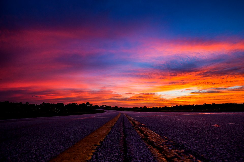 road during sunset