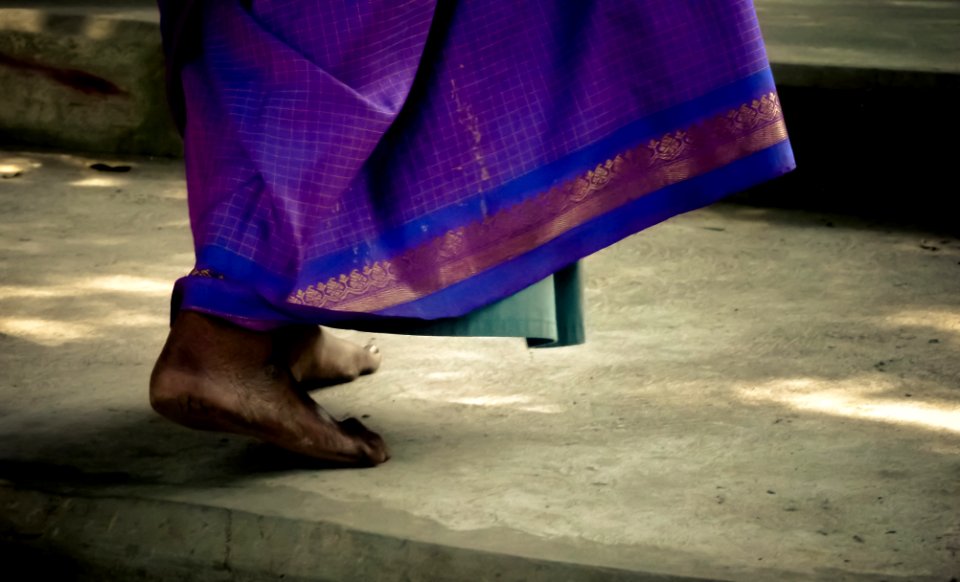 person walking with barefoot