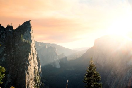 view of mountain being shine with sunlight
