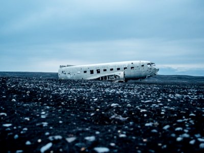 wrecked plane on the desert