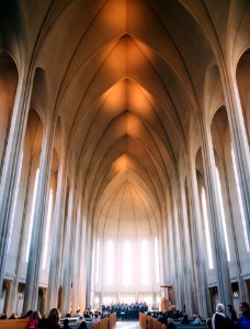 landscape photography of church interior