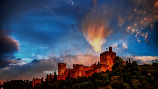 Granada, Spain, Alhambra sunset photo