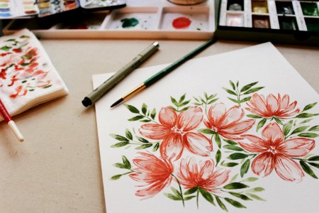red petaled flower painting photo