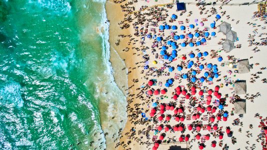 aerial view of people at the beach photo