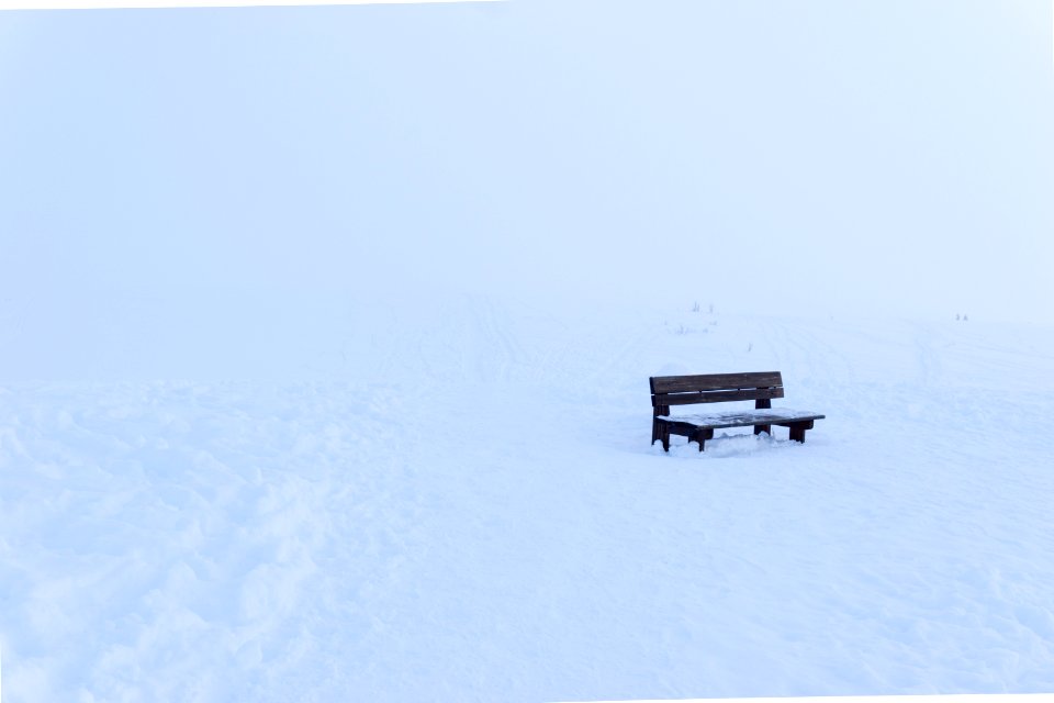 Bench, Mountain, White
