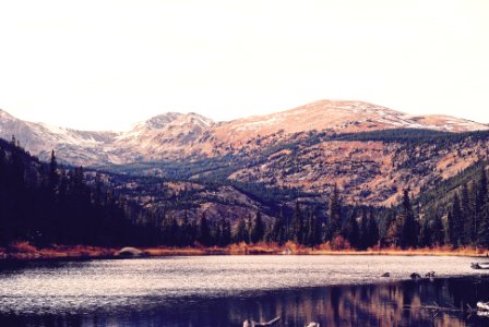 lake along mountain photo