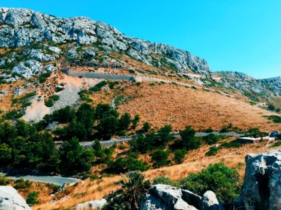 mountain with stone covered photo