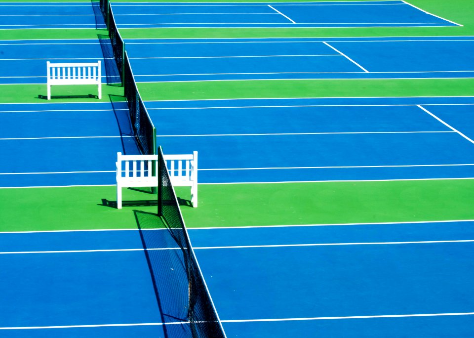 aerial photo of tennis court