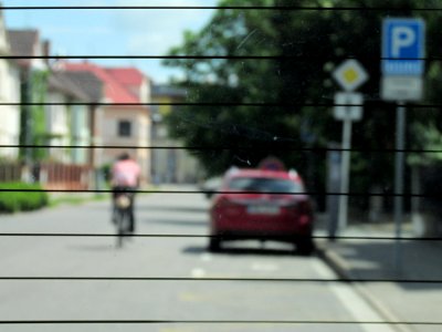 Car, Cyclist, Blurry photo