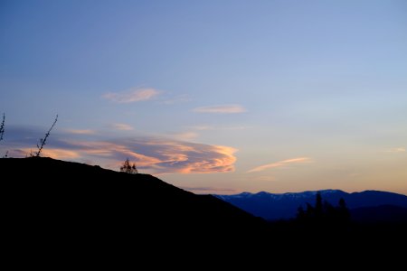 silhouette mountain during golden hour