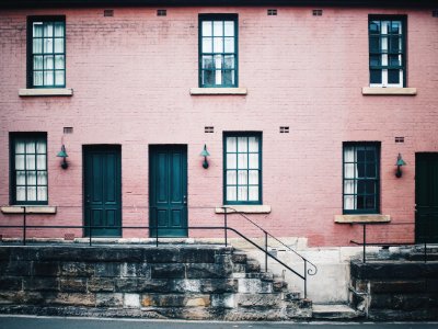 photo of building with stairs photo