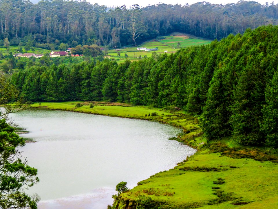 Lake, Hills, Water